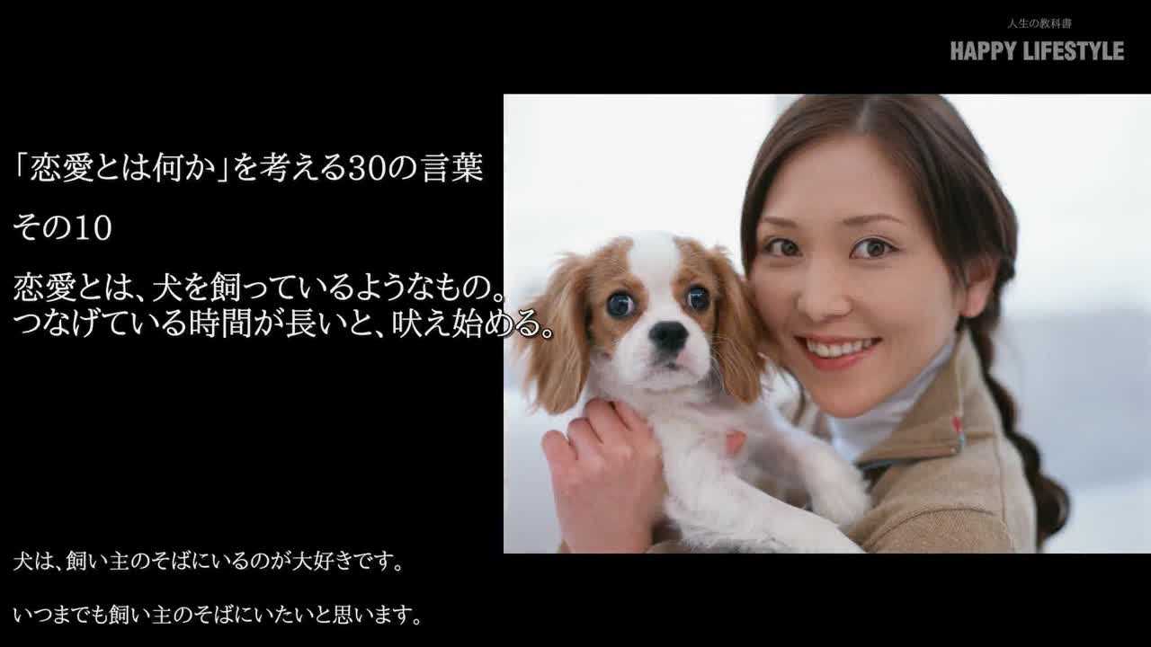 恋愛とは 犬を飼っているようなもの つなげている時間が長いと 吠え始める 恋愛とは何か を考える30の言葉 Happy Lifestyle