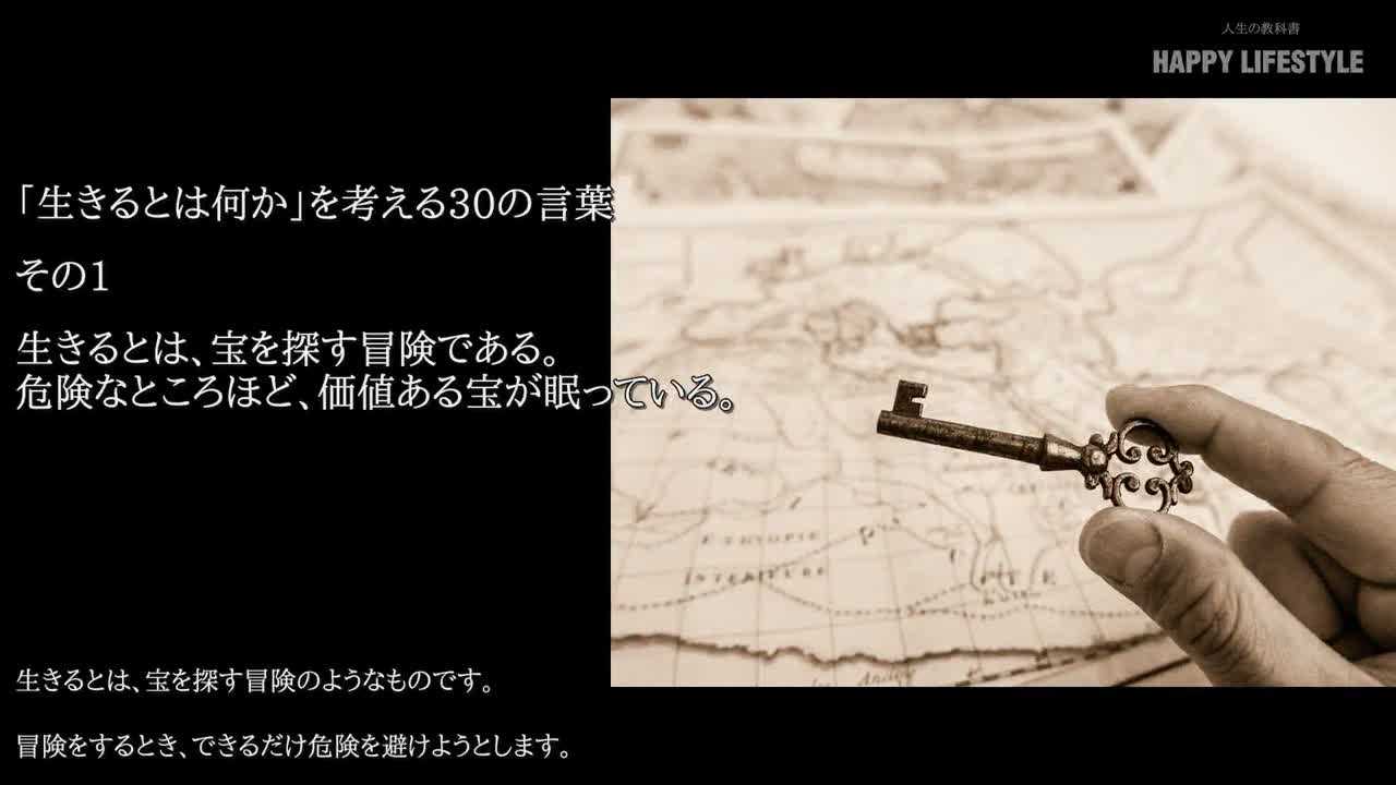 生きるとは 宝を探す冒険である 危険なところほど 価値ある宝が眠っている 生きるとは何か を考える30の言葉 Happy Lifestyle