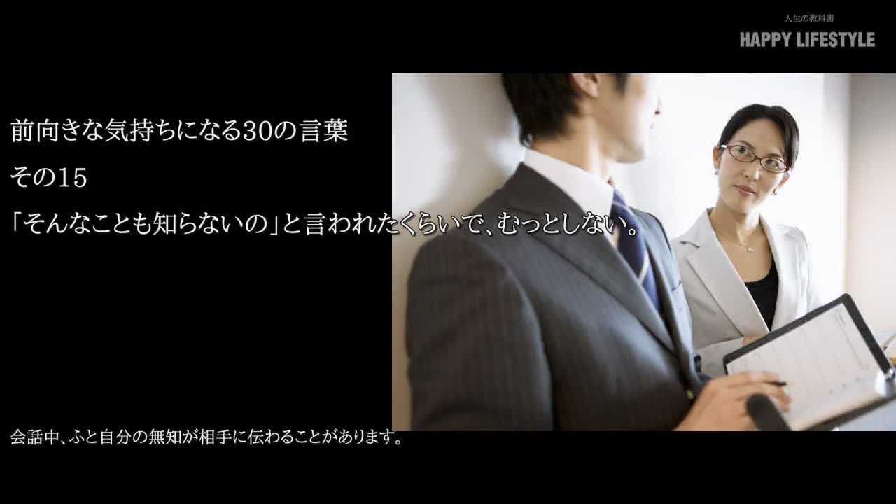 そんなことも知らないの と言われたくらいで むっとしない 前向きな気持ちになる30の言葉 Happy Lifestyle